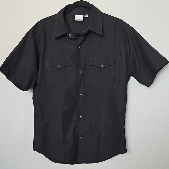 Hurley Black Casual Snap Button Down Western Style Short Sleeve Shirt Medium - Picture 1 of 8